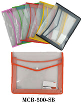 MCB-500-SB - My Clear Bag - Stitch bag with Deep Gazette Single Pocket (Pack of 5 - Mix Colour) - Size : 36.6cm X 29.0cm